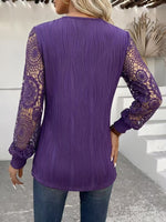 Elegant Vintage Lace Cutout Pleated Blouse