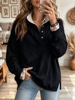Women's Half Button Stand Collar Sweatshirt