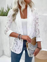 Retro Elegant Floral Lace Hollow Art Casual Stylish Long Sleeve Coat