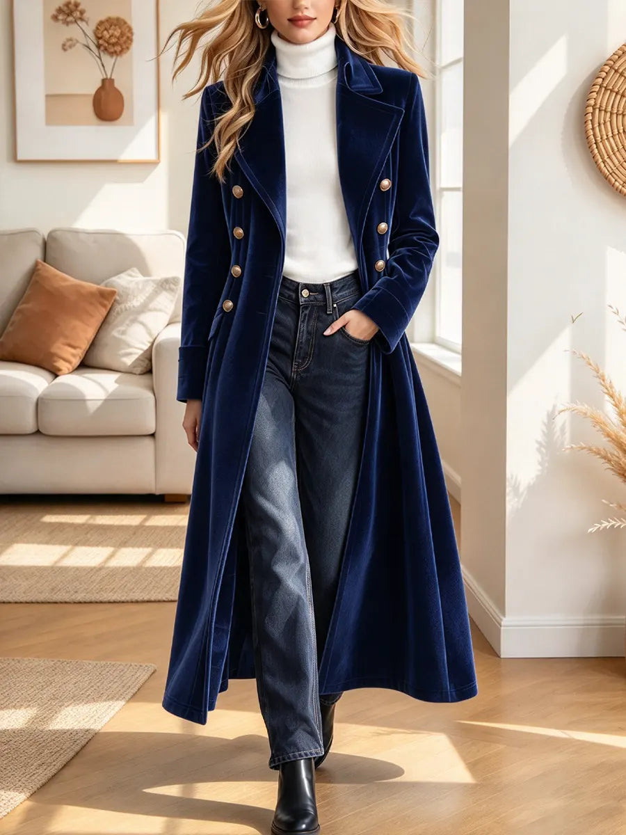 Retro Chic Art Velvet Casual Stylish Lapel Button Long Sleeve Coat