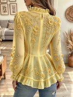 Women's Floral Print Ruffled Peplum Blouse