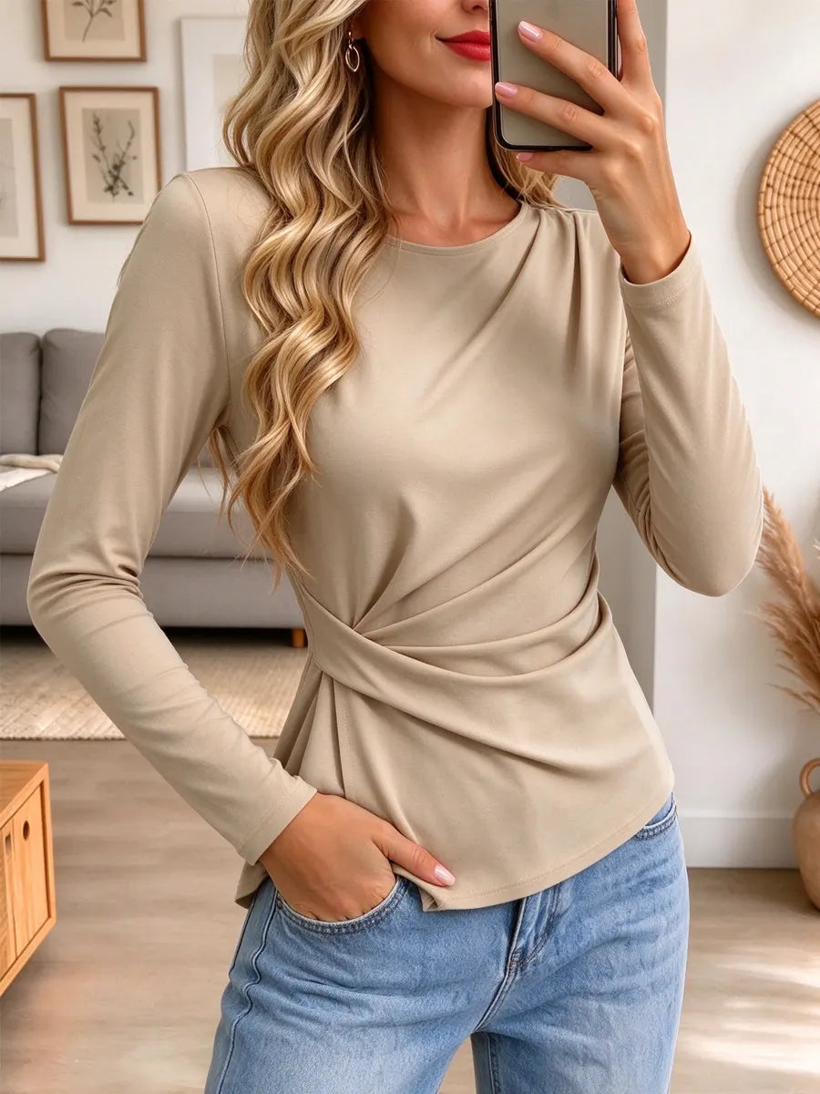 Retro Classic Round Collar Art Casual Stylish Long Sleeve Shirt