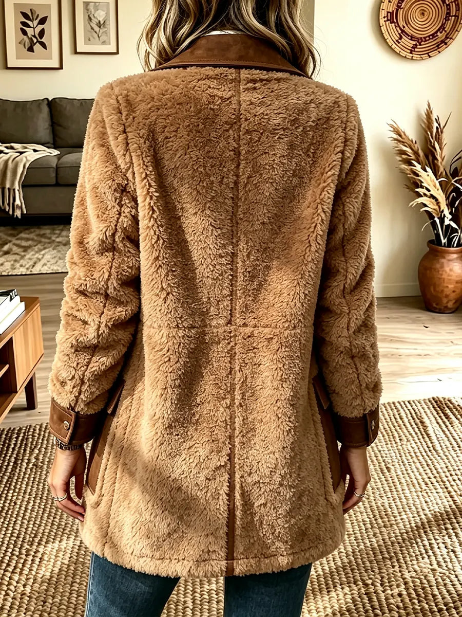 Women's Lapel Faux Shearling Jacket