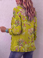 Vintage Elegant Pattern Patchwork Ruffled Jacket