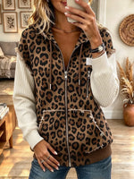 Women’s Leopard Print Long Sleeve Hooded Jacket