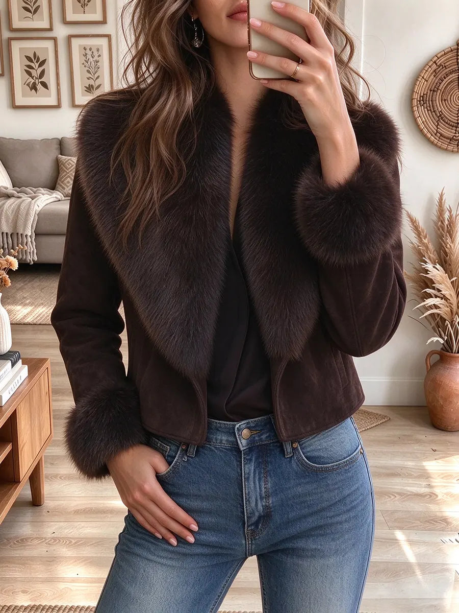 Women's Faux Fur Trim Short Jacket