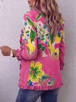 Vintage Elegant Pattern Patchwork Ruffled Jacket
