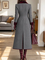 Retro Chic Art Casual Stylish Long Sleeve Lapel Coat And Turtleneck Knit Elegant Dress