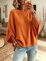 Women's Solid Oversized Raglan Short Sleeve Knit Top