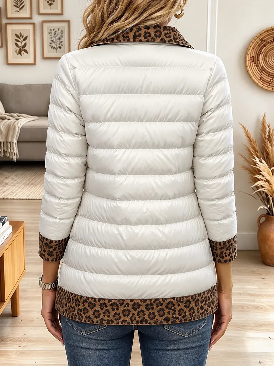 Women's Leopard Print Quilted Puffer Jacket