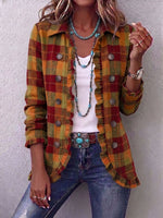 Vintage Elegant Plaid Patchwork Ruffled Jacket