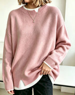 Women Light Blue Mock Loose Long Sleeve Knit Sweater