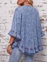 Vintage Elegant Denim Patchwork Ruffled Jacket