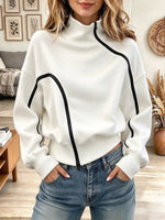Women's Asymmetric Diagonal Zip High Neck Sweatshirt