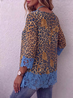 Vintage Elegant Pattern Print Patchwork Hollowed Out Lace Shirt