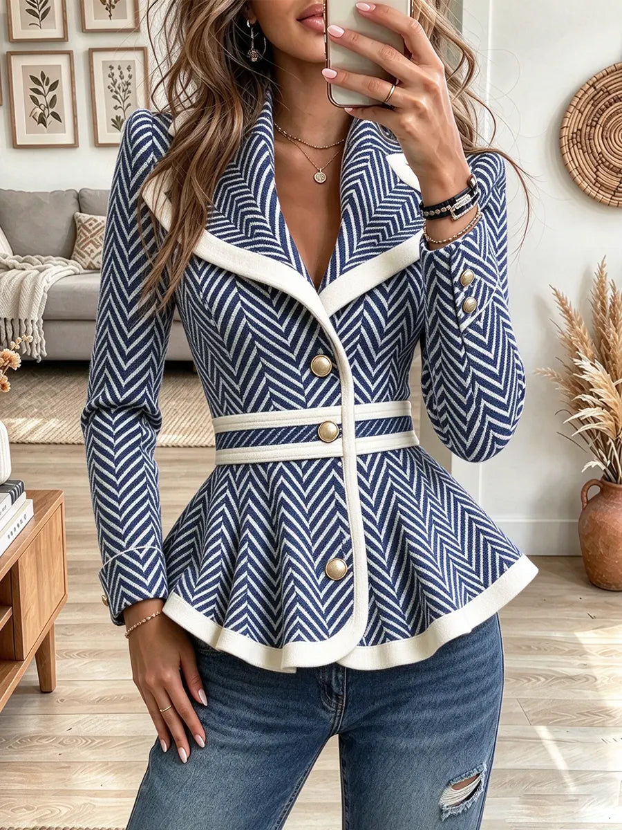 Retro Chic Ruffle Lapel Button Art Casual Stylish Long Sleeve Coat