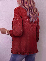 Vintage Elegant Pattern Patchwork Ruffled Jacket