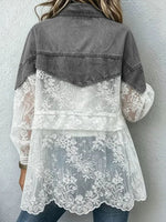 Vintage Elegant Denim Patchwork Embroidered Lace Jacket