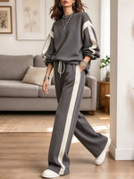Retro Chic Cozy Art Casual Stylish Long Sleeve Top And Pants Two-piece Set