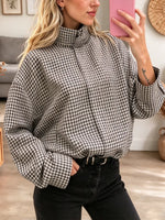 Retro Chic Plaid Pattern Art Casual Stylish Long Sleeve Stand Collar Coat