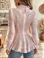 Women's Floral Print Ruffled Peplum Blouse