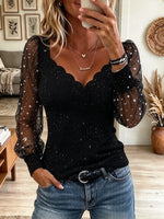 Women's Celestial Scalloped Sweetheart Sheer Top