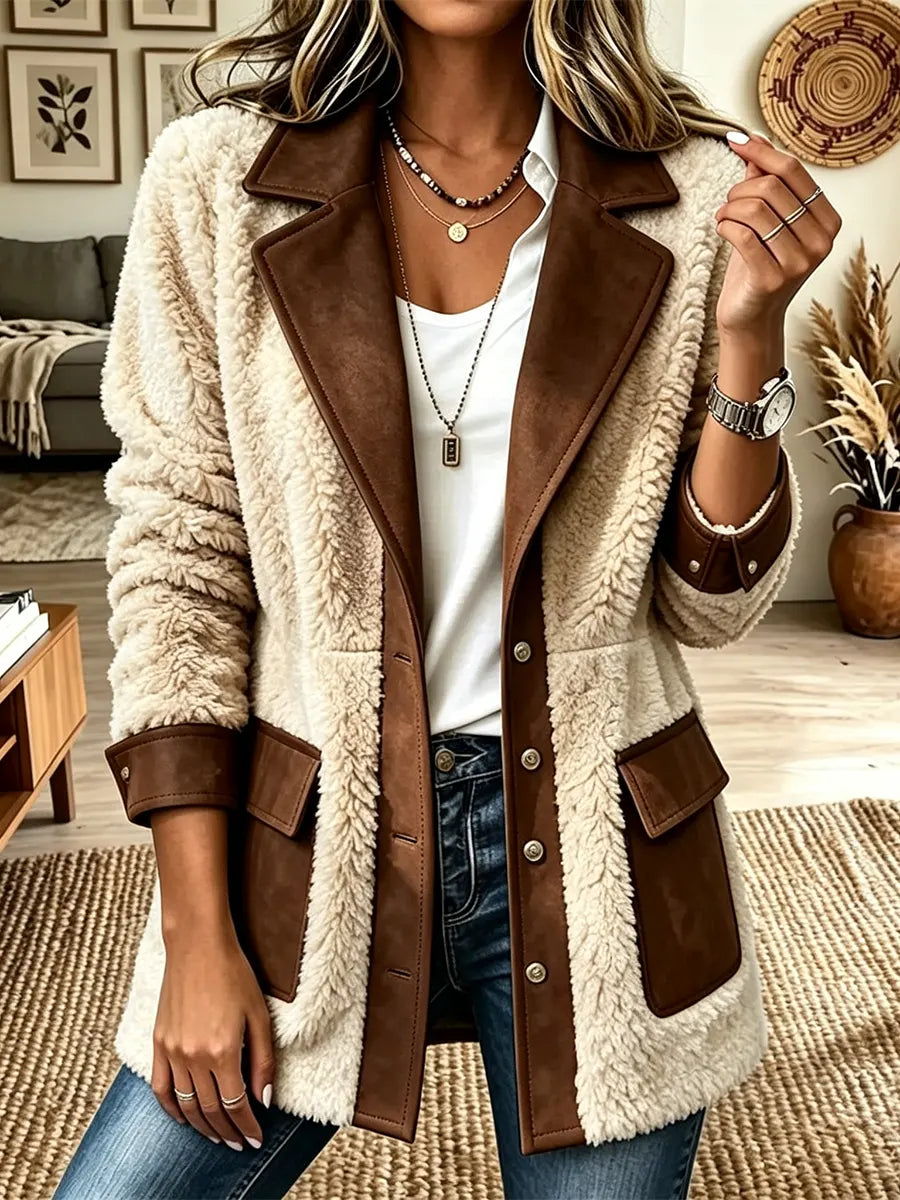 Women's Lapel Faux Shearling Jacket