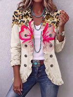 Vintage Elegant Pattern Patchwork Ruffled Jacket