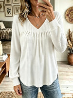 Women's Gathered Empire Waist V-Neck Knit Top