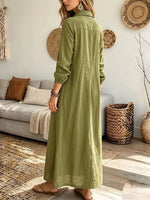 Vintage Elegant Cotton-linen buttons Dress