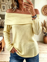 Women's Off-the-Shoulder Foldover Knit Sweater