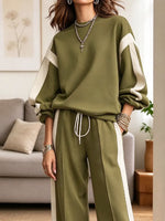 Retro Chic Cozy Art Casual Stylish Long Sleeve Top And Pants Two-piece Set