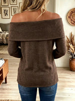 Women's Off-the-Shoulder Foldover Knit Sweater