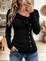 Women's Bow Accent Ribbed Top