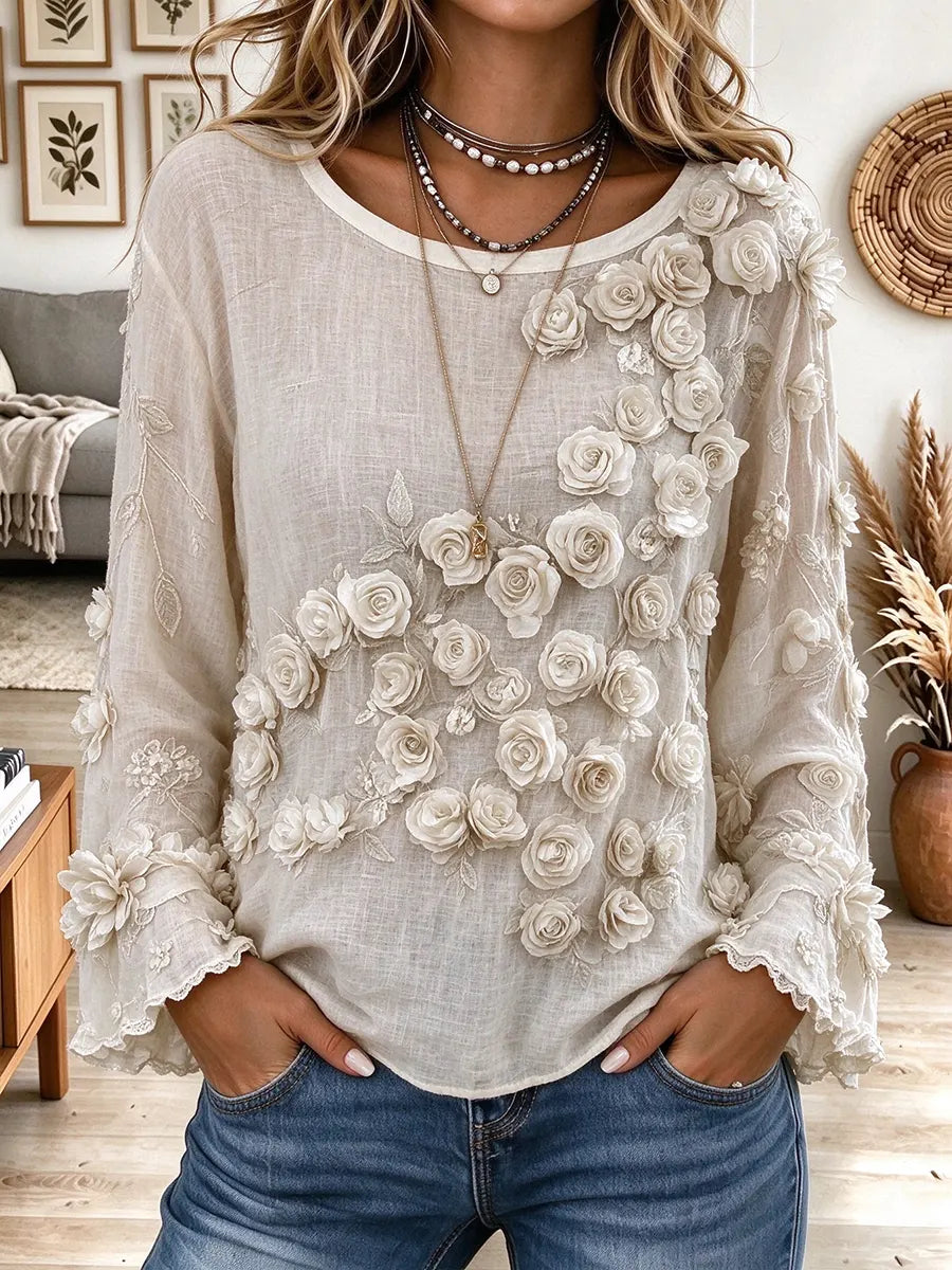 Women's Vintage Floral Print Top