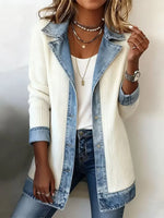 Retro Patchwork Art Casual Stylish Lapel Long Sleeve Coat