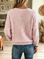 Women's Slub Knit Henley Pullover Sweater
