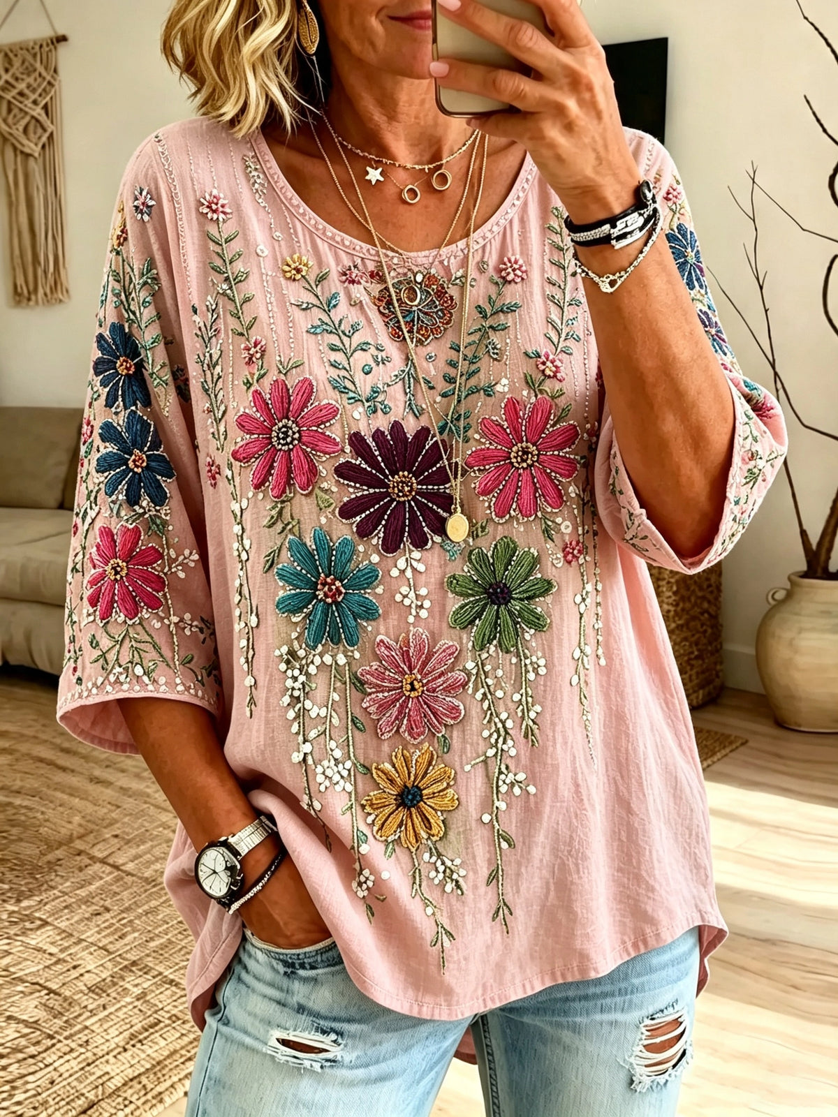 Women's Daisy Print Blouse