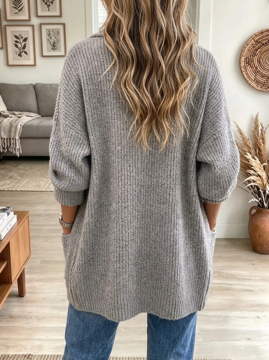 Women's Open-Front Ribbed Knit Cardigan