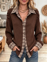 Women's Plaid Contrast Corduroy Shirt