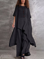 Casual Long Top And Pants Two-piece Set