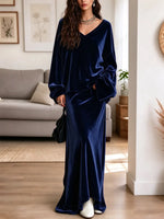 Retro Chic Velvet Art Casual Stylish Long Sleeve Top And Skirt Two-piece Set