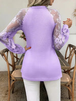 Retro Elegant Lace Floral Hollow Patchwork Long Sleeve Casual Stylish Shirt
