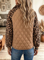 Women's Leopard Patchwork Quilted Zip Jacket
