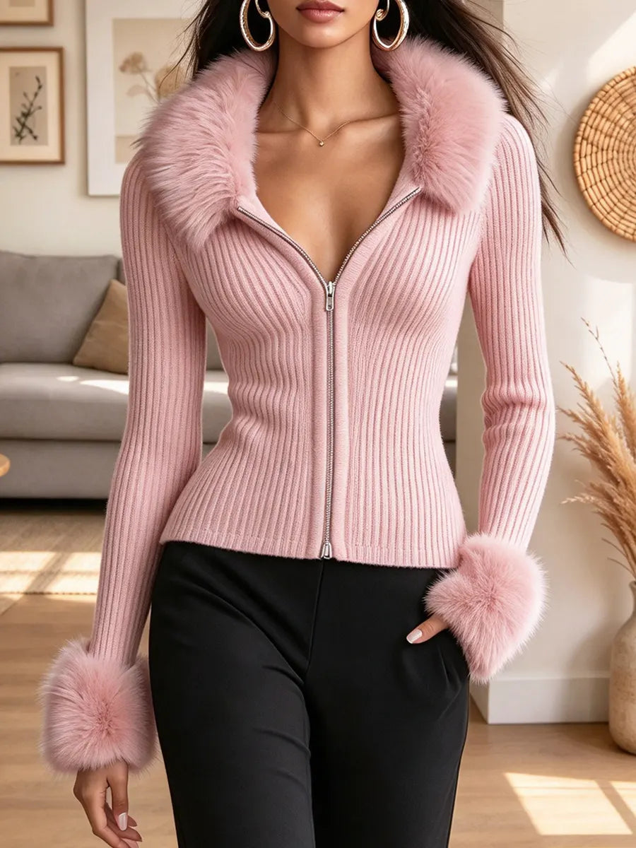 Retro Elegant Fur Knit Art Casual Stylish Long Sleeve Cardigan Sweater