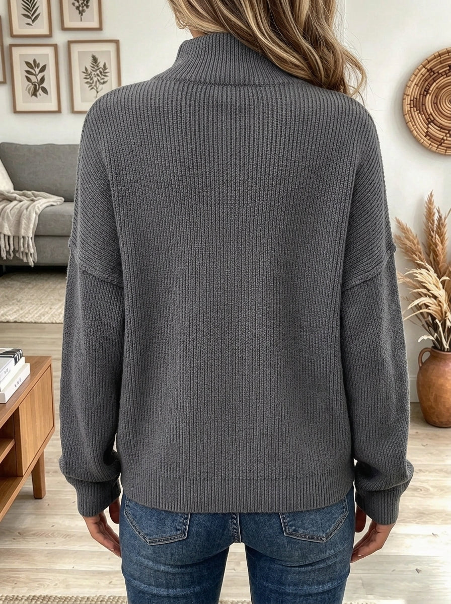 Women's Cutout Mesh Turtleneck Sweater