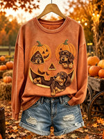 Women's Dachshund Jack-o'-Lantern Graphic Sweatshirt