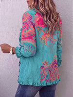 Vintage Elegant Pattern Patchwork Ruffled Jacket