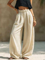 Women's High-Waisted Wide-Leg Linen Pants