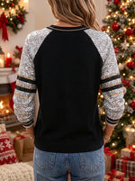 Women's Pearl Beaded Christmas Tree Sequin Print Sweatshirt